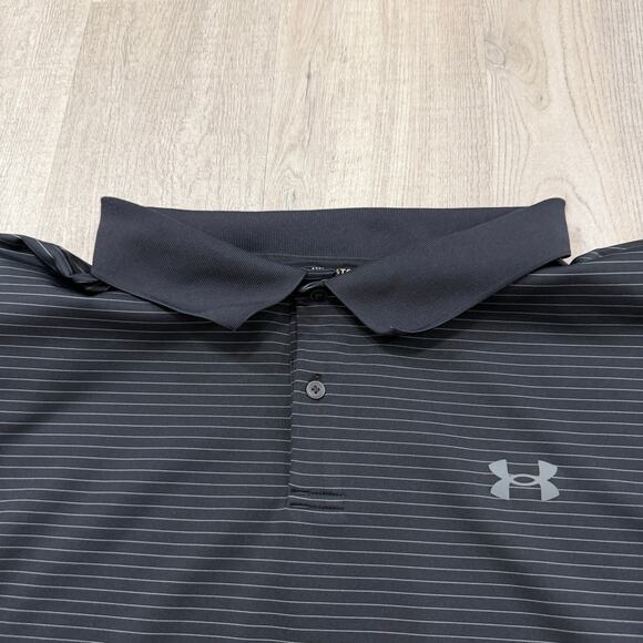 Under Armour The Performance Polo Shirt Men's 4XL Black Striped Golf Golfing - Picture 3 of 8